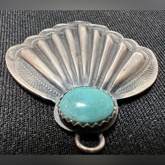 Vintage Native American Sterling Silver Turquoise Pendant - Picture 1 of 7